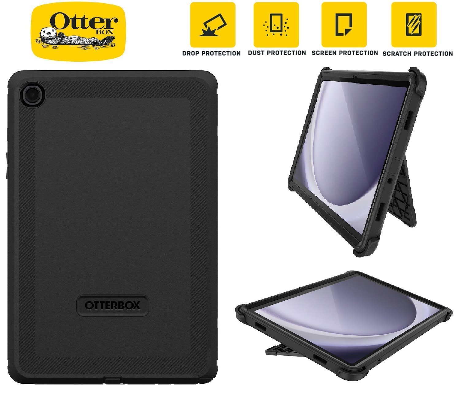 OtterBox Defender Samsung Galaxy Tab A9+ (11') Case Black - ProPack - (77-95007),Drop+ 2X Military Standard,Multi-Layer,Built-in-Screen Protector