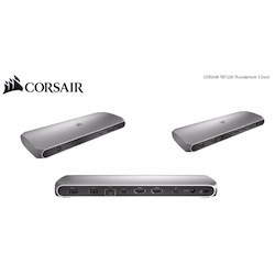 Corsair TBT100 Thunderbolt 3 Docking Station, 2X Usb-C 3.2, 2X Hdmi 4K 60Hz, Usb-A 3.1, 3.5MM Audio, GB Ethernet, SD Uhs-Ii Slim Aluminum. Mac MS
