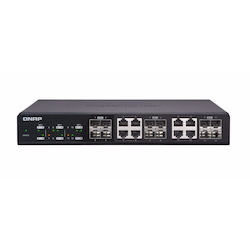 Qnap Twelve 10GbE SFP+ Ports With Shared Eight 10Gbase-T Ports Unmanage Switch, Nbase-T Support For 5-Speed Auto Negotiation (10G/5G/2.5G/1G/100M)