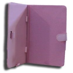 LeaderTab7 Folio Case Pink Faux Leather. Camera Hole Rear