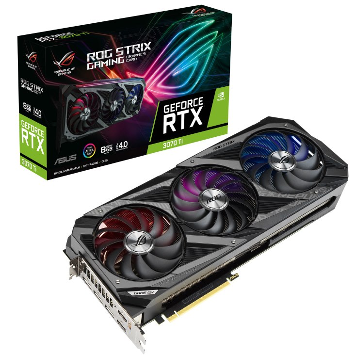 Asus nVidia GeForce Rog-Strix-Rtx3070ti-8G-Gaming RTX 3070Ti 8GB, Ampere SM, 2ND RT Cores, 3RD Gen Tensor Cores (LHR)