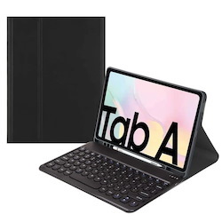 Generic Samsung Galaxy Tab A8 (10.5') Bluetooth Keyboard Leather Cover Case - Black (C105464), 10M Bluetooth Connection, Pencil Holder, 120Hz TouchPad