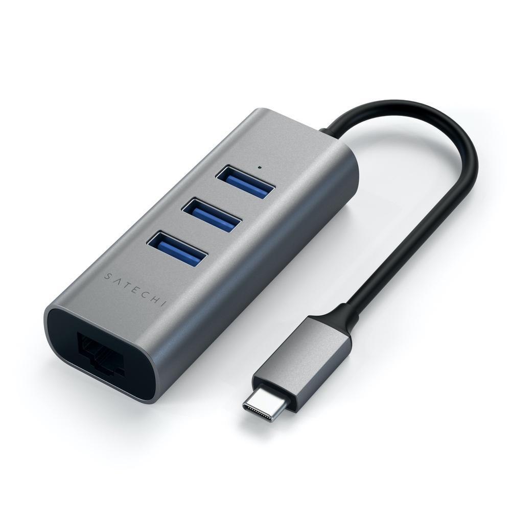 Satechi Usb-C 2-In-1 Usb 3.0 3-Port Hub & Ethernet - Space Grey