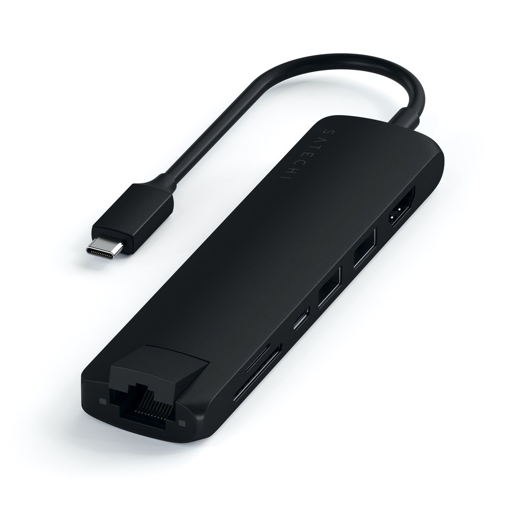 Satechi Usb-C Slim Multiport With Ethernet Adapter (Black)