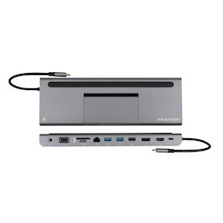 Kramer Docking Station - Multiport Adapter Usb Type-C-HDMI/DP/RJ45/2 X Usb 3.0/Usb 2.0/SD/microSD/PD/VGA/Audio3.5 (Cable Tools, Adapters &Amp; Connectors)