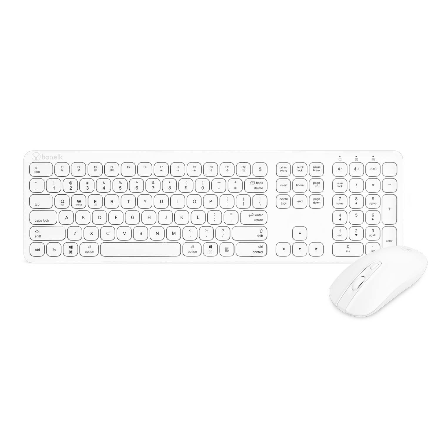 Bonelk KM-447 Slim Wireless Keyboard And Mouse Combo (Mac/Win/iOS/Android) (White)