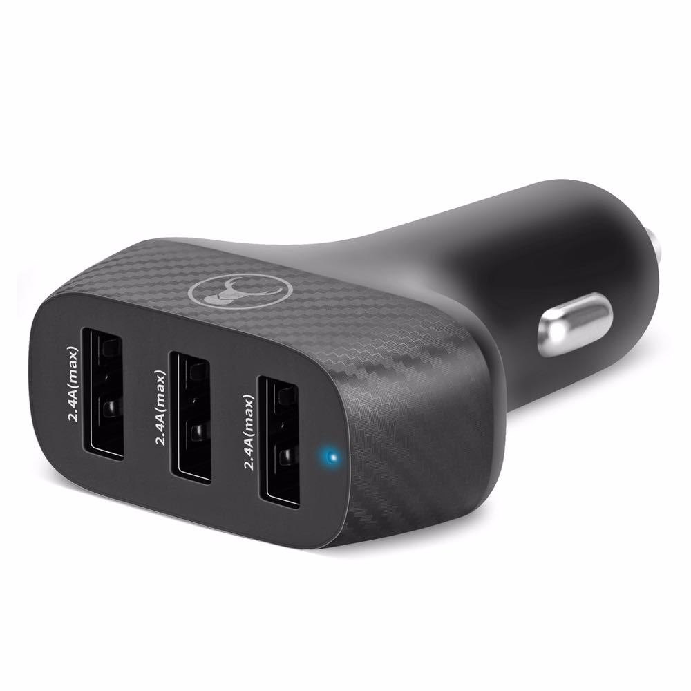 Bonelk Carbon Series Car Charger - 3 X Usb-A, 36W (Black)