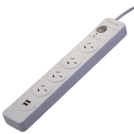 Huntkey 4 Outlet Surge Protected Powerboard With Dual 5V 2.1A Usb Ports