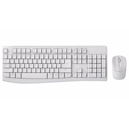 Rapoo X1800Pro Wireless Mouse & Keyboard Combo - 2.4G, 10M Range, Optical, Long Battery, Spill-Resistant Design,1000 Dpi, Nano Receiver, Entry (White)