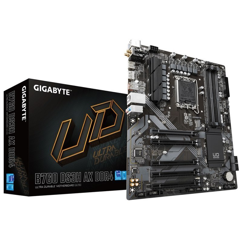 Gigabyte B760 Aorus DS3H Ax MB, 1700, X4 DDR4, 4X Sata, 2X M.2, Usb3.2, Wifi 6, Uatx 3YR