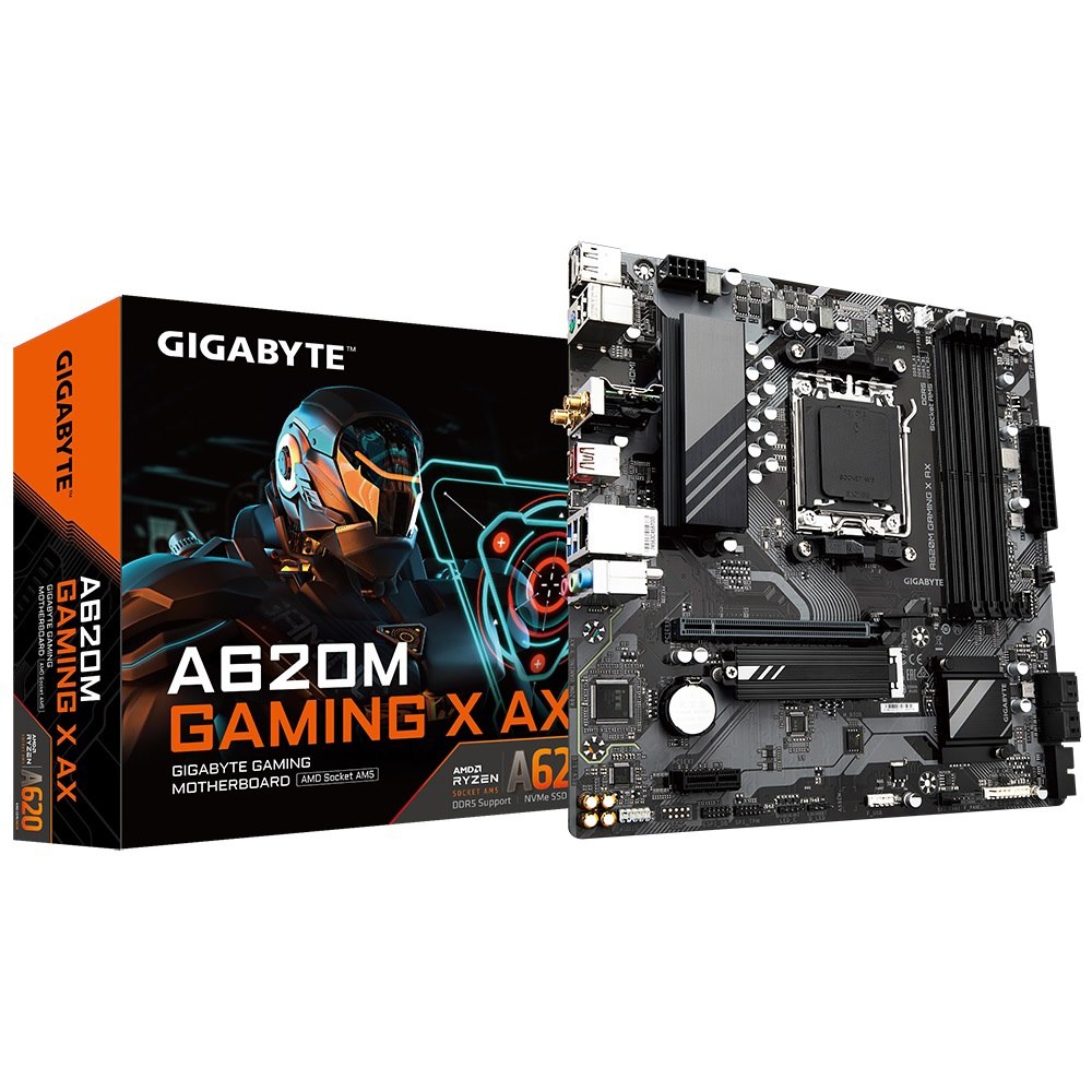 Gigabyte A620m Motherboard, DDR5(4), Sata(4), M.2(1), Wifi-6E, Matx 3YR