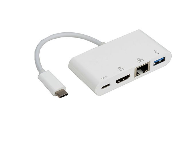 8Ware Usb-C Type-C To Usb 3.0 A + Hdmi + Gigabit Lan Ethernet With Type-C Charging Port Adapter Cable- Up To 60W