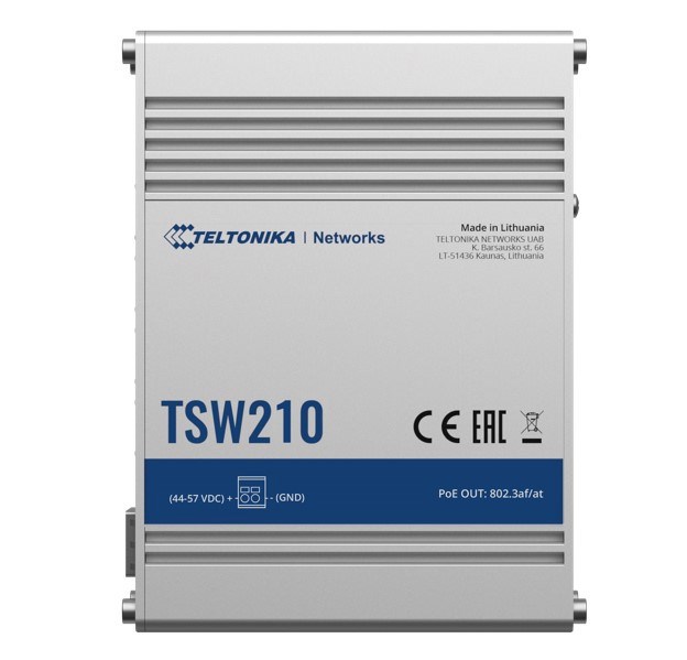 Teltonika TSW210 - The Industrial Grade Switch From Teltonika Networks With Eight Gigabit Ethernet And Two SFP Ports.