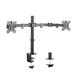 Brateck Dual Screens Economical Double Joint Articulating Steel Monitor Arm Fit Most 13’’-32’’ Monitors Up To 8KG Per Screen Vesa 75X75/100X10