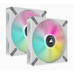 Corsair ML Elite Series, ML140 RGB Elite White, 140MM Magnetic Levitation RGB Fan With AirGuide, Dual Pack With Lighting Node Core