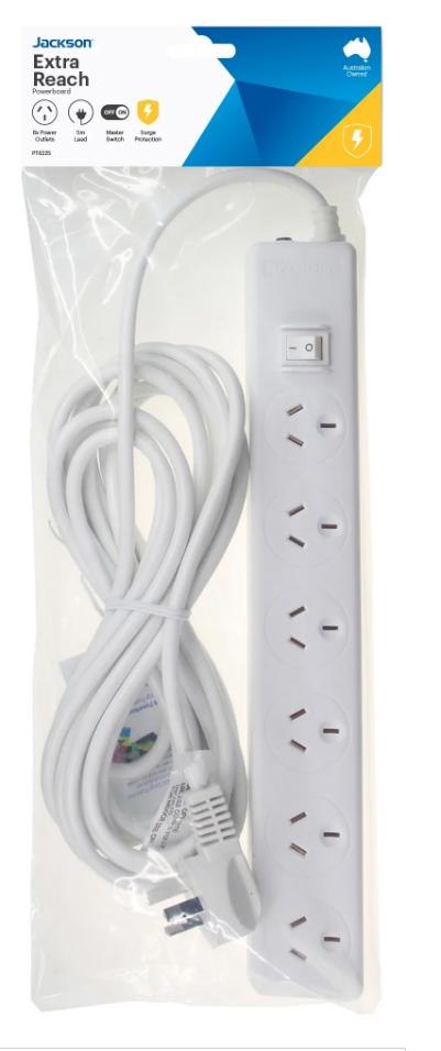 Jackson 6 Outlet Switched Power Board With 5M Lead