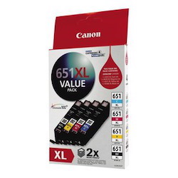 Canon CLI-651XL Original High Yield Inkjet Ink Cartridge - Black, Cyan, Magenta, Yellow - 4 / Pack