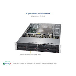 Supermicro SuperServer 6029P-TR, 2U Rackmount, Dual Socket Lga3647, 16X Dimm, Intel C621, 2 X 1GBe, Impi, 8X 3.5' HDD HS, 1100W Rpsu