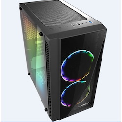 Casecom Gamming XM-91 Front & Side Transparent Temper Glass Micro Atx With No PSU-has 2X 12CM 18 Led Fans 6 Colours Single Ring , 0.5SPCC