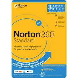 Norton 360 Standard, 10GB, 1 User, 3 Devices, 12 Months, PC, Mac, Android, Ios, DVD, Oem