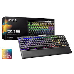 Evga Z15 RGB Gaming Keyboard, RGB Backlit Led, Hot Swappable Mechanical Kailh Speed Silver Switches (Linear)