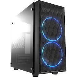 Casecom CMC-72 Micro Atx Tower Side Transparent Temper Glass 2x12CM Blue Led FANs, With 550W Psu Pcie 6+2 Pins Gamming Case
