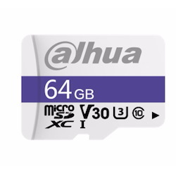 Dahua C100 64GB microSD 95MB/s 38MB/s 40TBW C10/U1/V10 Uhs-I -25 °C To +85 °C Temperature Resistant Waterproof Anti-Magnetic Anti X-Ray 7YRS WTY