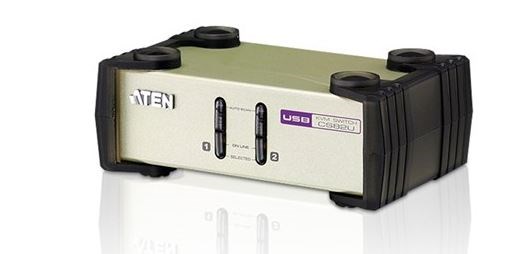 Aten 2 Port Usb & PS/2 Vga KVM Switch, Video DynaSync, Mouse And Keyboard Emulation, 2 Vga Usb And PS/2 KVM Cables Included