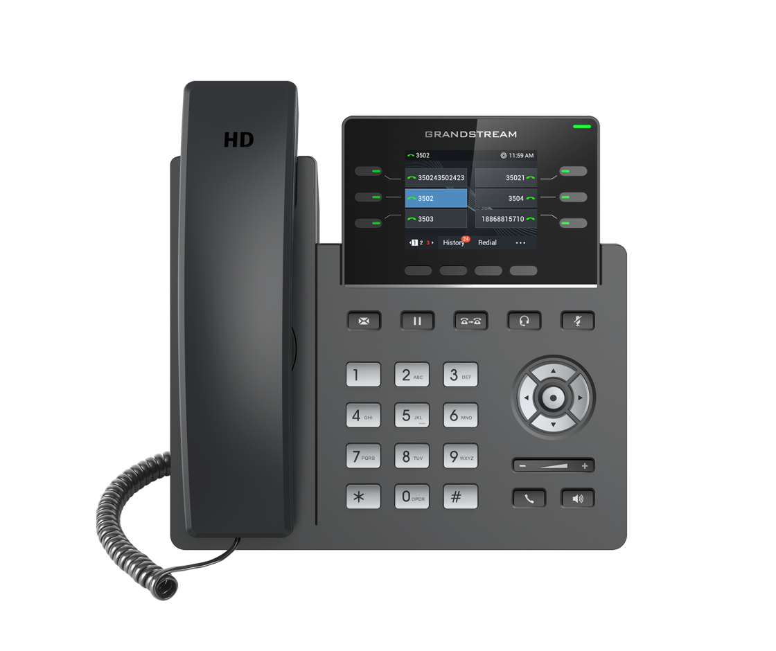 Grandstream GRP2613 6 Line Ip Phone, 3 Sip Accounts, 320X240 Colour Screen, HD Audio, Powerable Via Poe