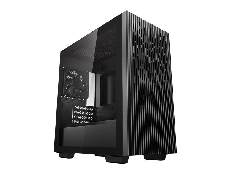 DeepCool Matrexx 40 Mini-ITX / Micro-ATX Case, Tempered Glass Side Panel, Mesh Top And Front, 1X Pre-Installed Fan, Removable Drive Cage, Black