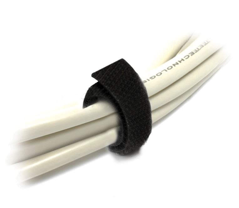 8Ware 25M X 12MM Wide Cable Tie Hook & Loop Continuous Double Sided Self Adhesive Fastener Sticky Tape Roll Black