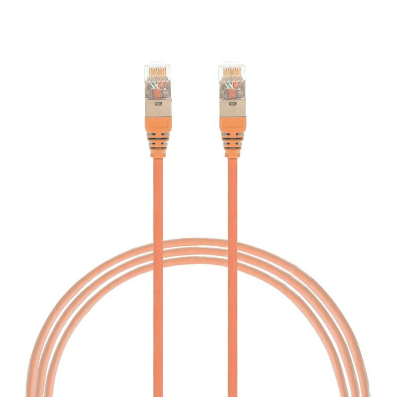 4Cabling 2.5M Cat 6A RJ45 S/FTP Thin LSZH 30 Awg Network Cable. Orange