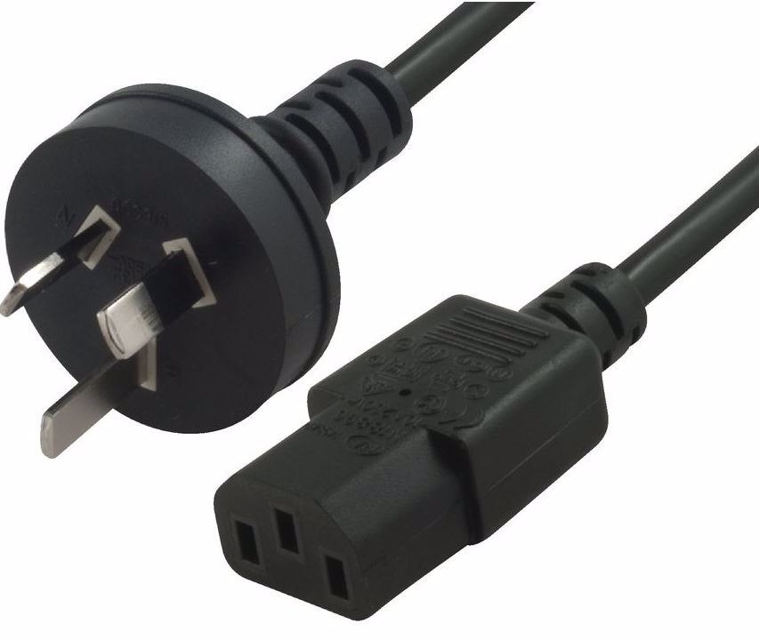 Cabac 2M 10Amp Y Split Power Cable With Au/Nz 3-Pin Male Plug 2xIEC F C13 Socket & Cord For PC & Monitor To Wall Power Socket Unbagged