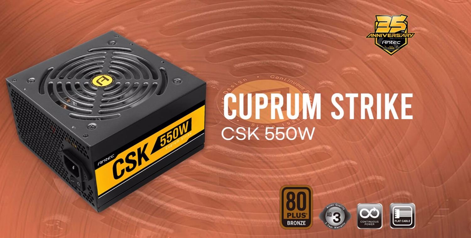 Antec CSK550 80+ Bronze 550W, Up To 88% Efficiency, Continuous Power Psu, Aq3