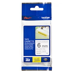 Brother Tzes211 | 6MM Black On White Strong Adhesive Tze Tape