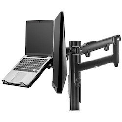 Atdec Awm Dual Monitor Arm Solution - Dynamic Arms - 135MM Post - Bolt - Black With A Note Book Tray