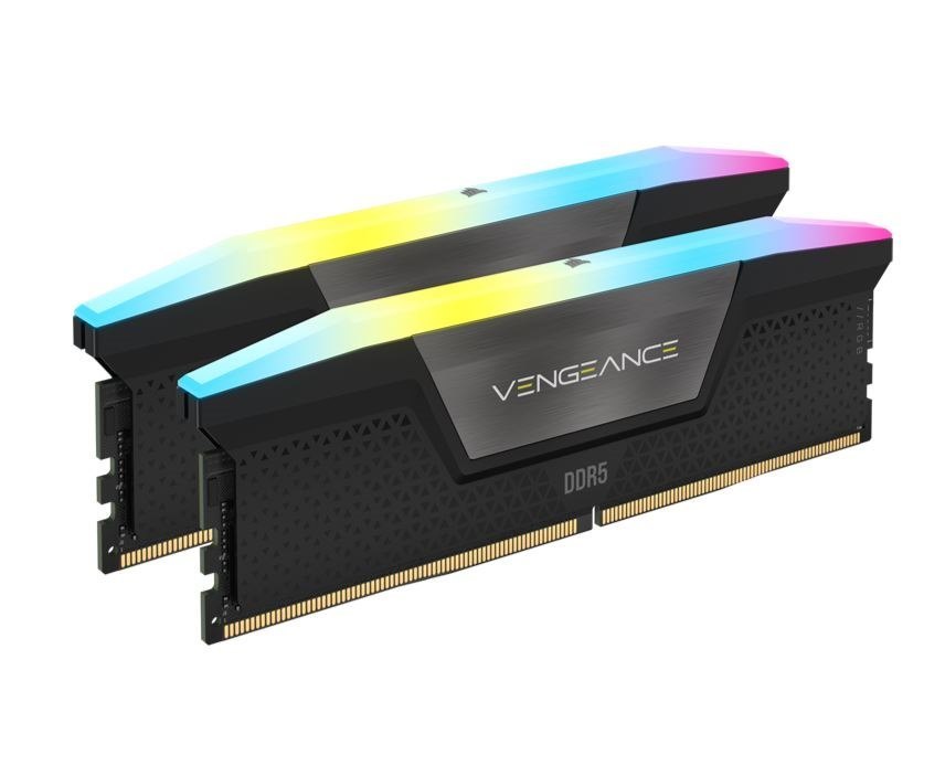 Corsair Vengeance RGB DDR5, 5200MHz 32GB 2x16GB Dimm, Unbuffered, 40-40-40-77, XMP 3.0, Black Heatspreader, RGB Led, 1.25V