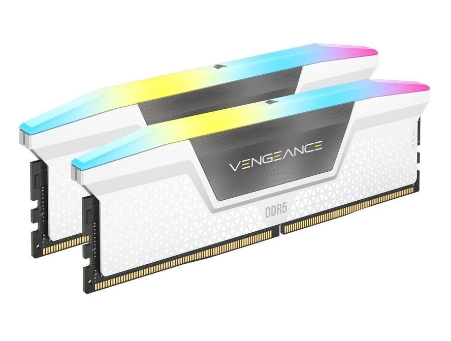 Corsair Vengeance RGB DDR5, 6000MHz 32GB 2x16GB Dimm, Unbuffered, 40-40-40-77, XMP 3.0, White Heatspreader, RGB Led, 1.35V