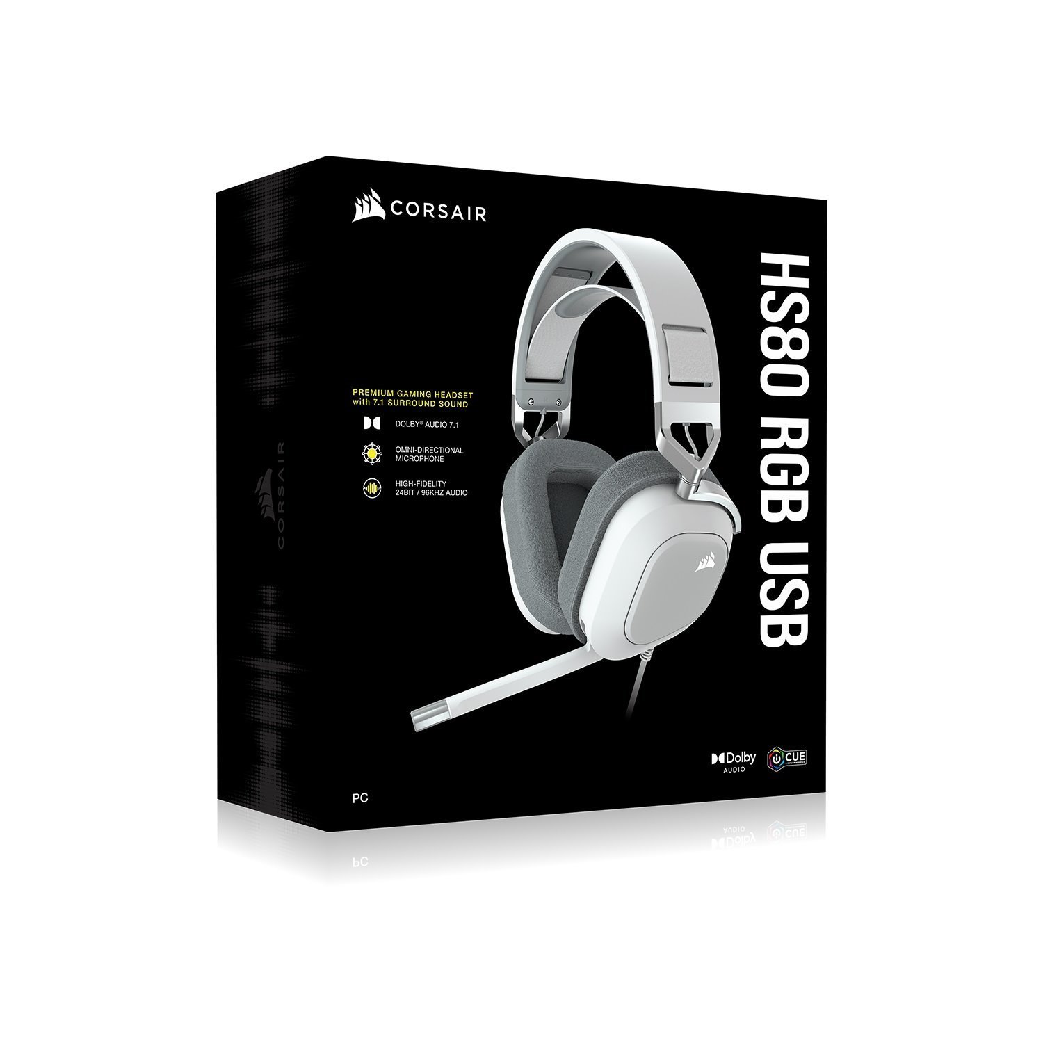 Corsair HS80 RGB Usb Headset, White - Ap