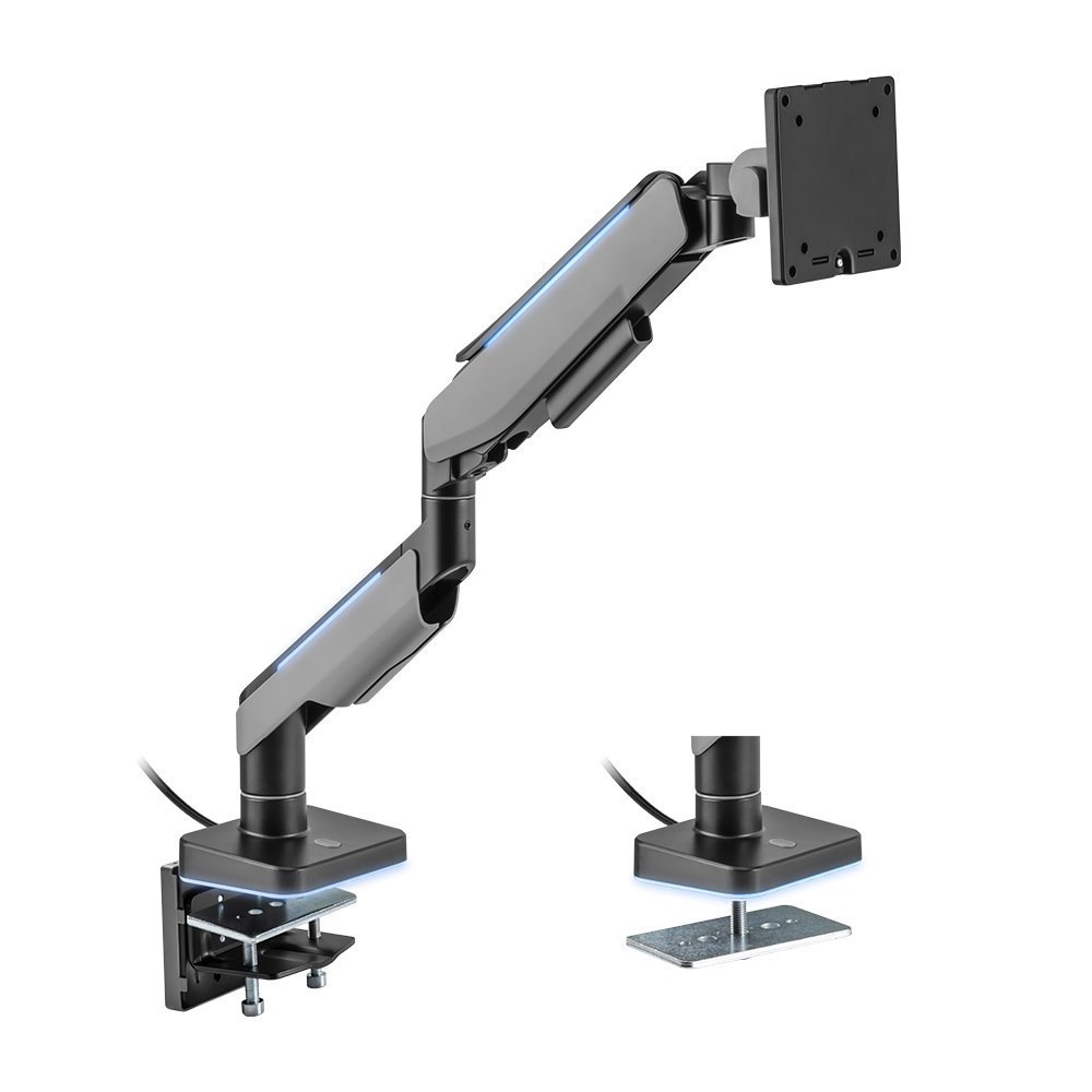 Brateck Single Heavy-Duty RGB Gaming Monitor Arm Fit Most 17'-49' Monitor Vesa 75X75,100X100