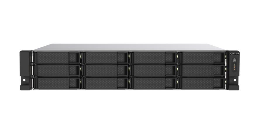 Qnap Ts-1273Au-Rp-8G,12Bay Nas(No Disk),Amd V1500B,8GB,2.5GbE(2),PCIe(2)USB(4),2U,RPSU,3YR