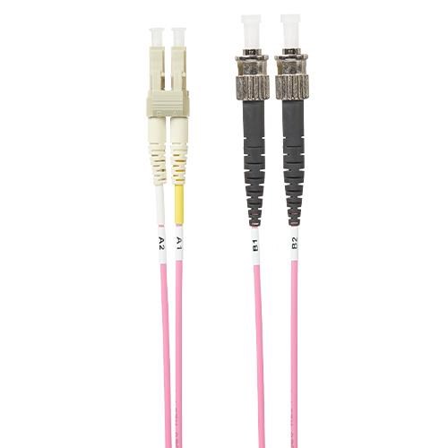 4Cabling 2M LC-ST Om4 Multimode Fibre Optic Cable: Salmon Pink