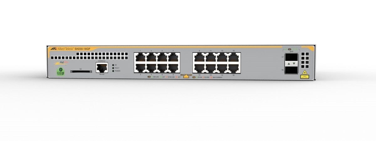 Allied Telesis L2+ Switch With 16 X 10/100/1000T PoE Ports And 2 X 100/1000X SFP Ports, Au Power Cord