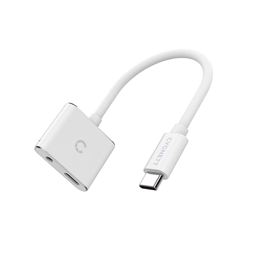 Cygnett Usb-C Audio & Charge Adapter - White (CY2866PCCPD), 3.5MM Headphones To Usb-C Connection, Wide-Ranging Compatibility, Usb-C PD Fast Charging