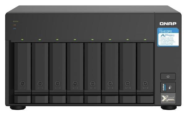 Qnap 8-Bay Nas, Al324 64-Bit Quad-Core 1.7GHz, 4GB DDR4 Sodimm Ram (1 X 4GB, Max 16GB), 8 X 3.5"/ 2.5" Drive Slots, 2 X 10GbE SFP+ Lan,2 X 2.5GbE Lan