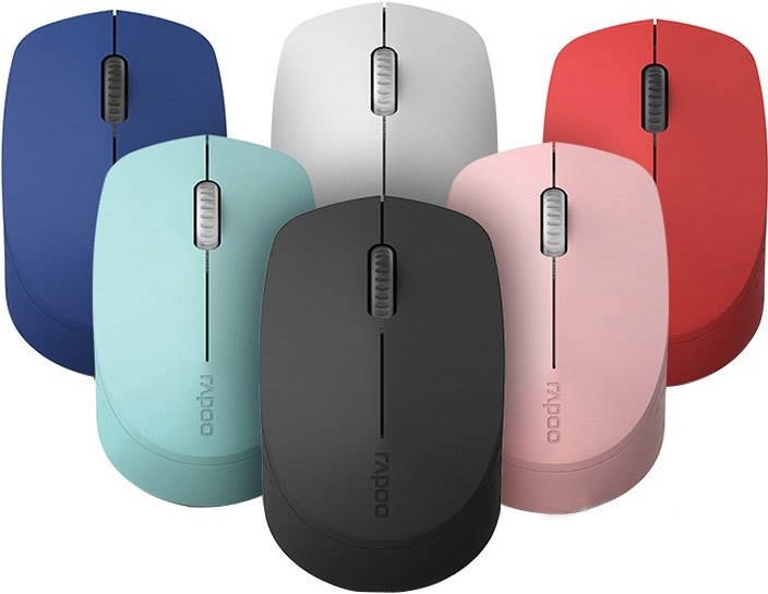 Rapoo M100 2.4GHz & Bluetooth 3 / 4 Quiet Click Wireless Mouse Blue - 1300Dpi Connects Up To 3 Devices, 9 Months Battery Life