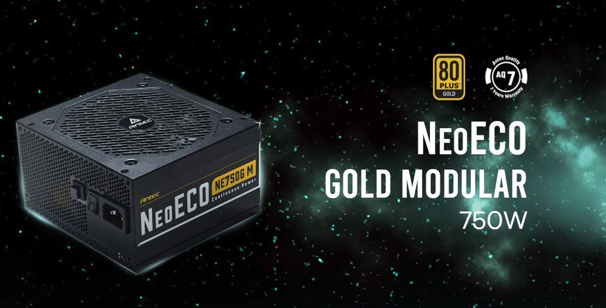 Antec Ne 750W 80+ Gold, Fully-Modular, LLC DC, 1X Eps 8Pin, 120MM Silent Fan, Japanese Caps, Atx Power Supply, Psu, 7 Years Warranty