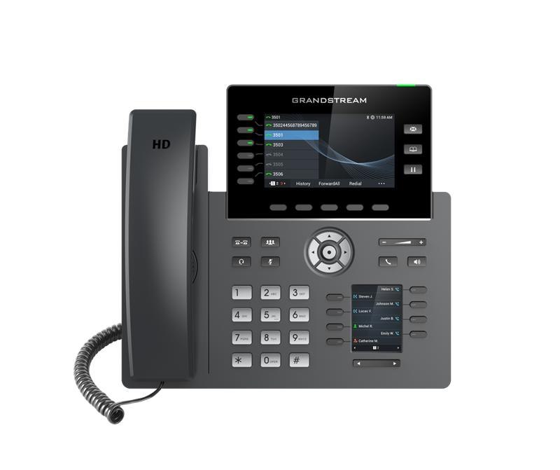 Grandstream GRP2616 6 Line Ip Phone, 6 Sip Accounts, 480X272 Colour Screen, HD Audio, Integrated Bluetooth+WiFi, Powerable Via Poe