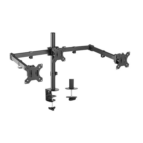 Brateck Triple Screens Economical Double Joint Articulating Steel Monitor Arms, Extended Arms & Free Rotated Double Joint, For 13'-27' Up To 7KG.