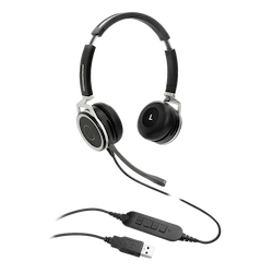 Grandstream Guv3005 Premium Dual Ear Usb Headset, Busy Light, Noise Canceling Microphone, HD Audio, 2M Usb Cable, Suits Teams, Zoom, 3CX